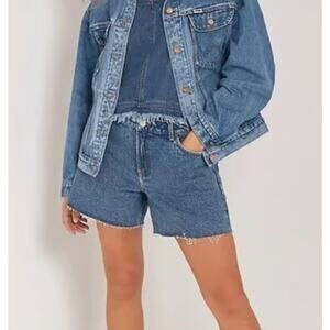 Wrangler Denim Short WMNS Blue 12/31 High Rise Vintage 4" Inseam Raw Hem Cut-Off